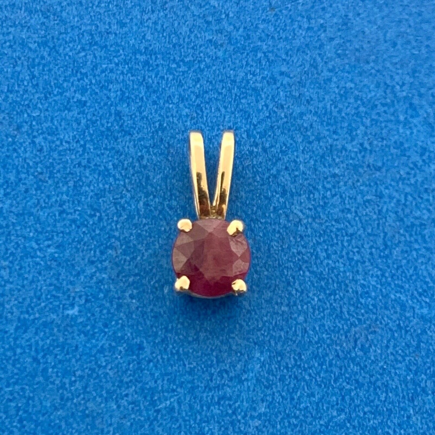 Classic 14K Yellow Gold Round Ruby Solitaire July Anniversary Petite Pendant