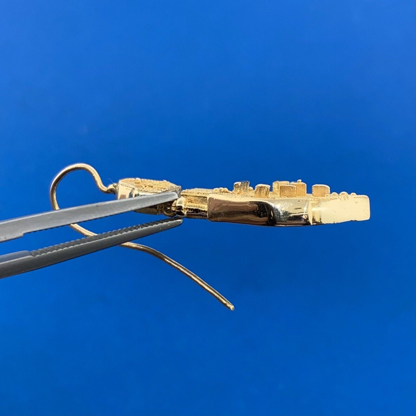 Estate 14K Yellow Gold Scroll And Heart Statement Door Knocker Dangle Earrings