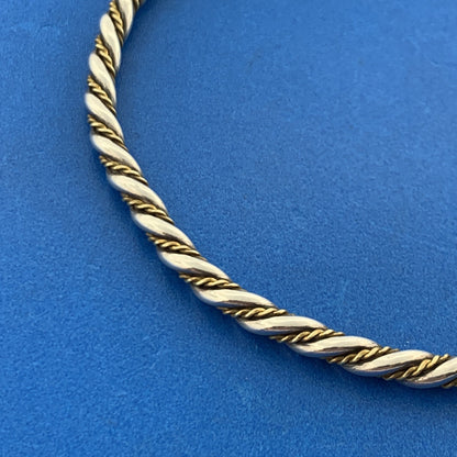 Lovely 925 Sterling Silver Brass Wire Wrap Twisted Bangle Bracelet