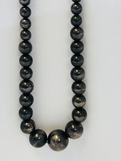 Vintage Taxco Mexico 925 Sterling Silver Graduated Ball Bead Statement Necklace