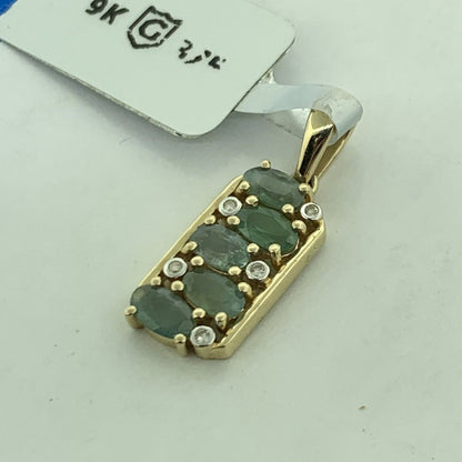 9K Yellow Gold Gemstone Diamond Accented NWT Pendant