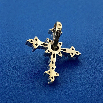 14K White Gold Diamond Encrusted Cross Easter Communion Bible Religious Pendant