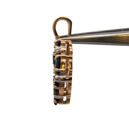 Designer 14K Yellow Gold Marquise Sapphire Diamond Accented Heart Pendant