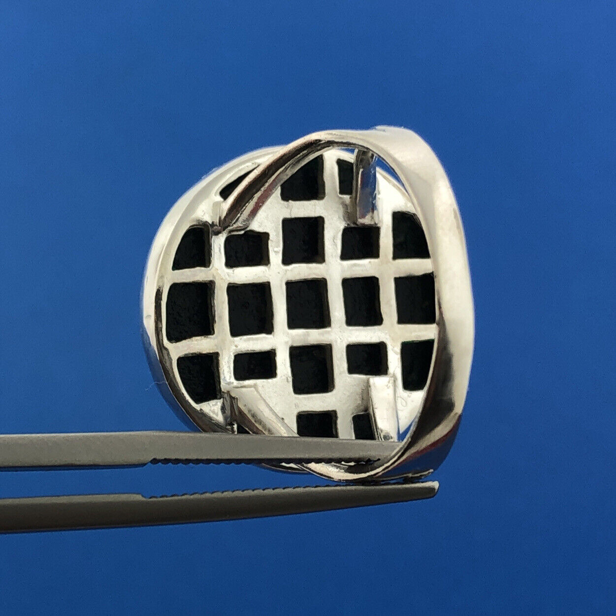 Modernist 925 Sterling Silver Round Abalone Statement Cocktail Ring