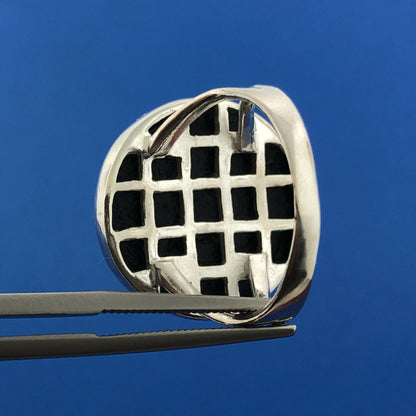 Modernist 925 Sterling Silver Round Abalone Statement Cocktail Ring