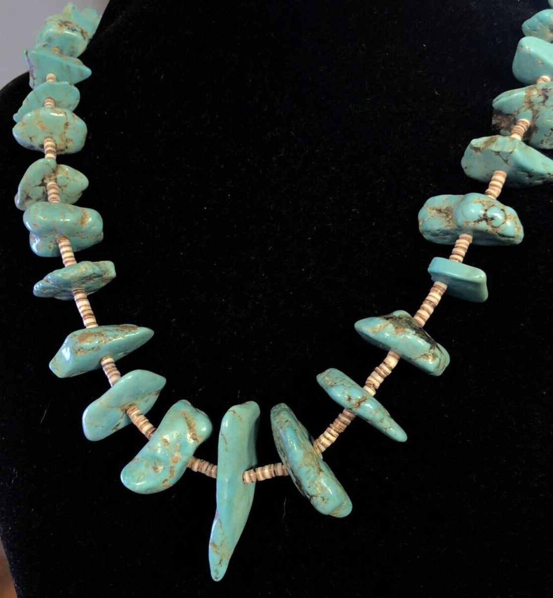 Vintage Artisan Natural Turquoise Chunky Beads Agate Bead Statement Necklace