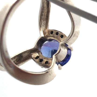 Sophia Fiori 925 Sterling Silver Oval Tanzanite Diamond Accents Split Shank Ring
