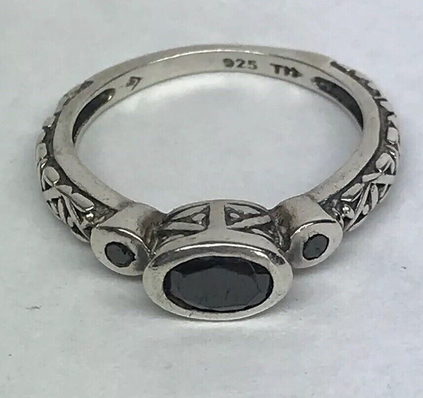 SILPADA Sterling Silver 925 Black Zircon Stackable Scroll Filigree Ring S187