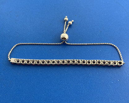 Designer BBJ 925 Sterling Silver Pink Tourmaline Lariat Style Tennis Bracelet