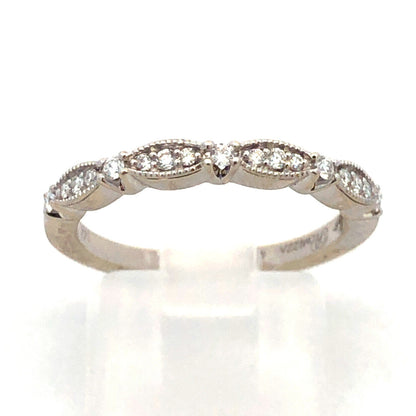 Designer Promezza 14K White Gold Round Diamond Stacking Wedding Band Ring