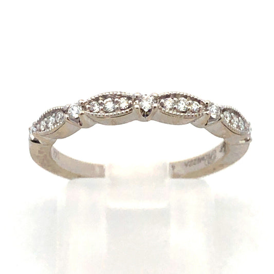 Designer Promezza 14K White Gold Round Diamond Stacking Wedding Band Ring