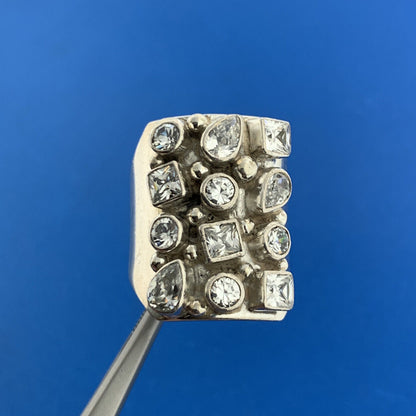 Bilagaanas Native American Artisan Sterling Silver Cubic Zirconia Statement Ring