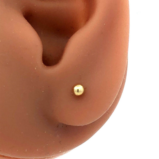 Designer 14K Yellow Gold Round Ball Starter Stud Earrings