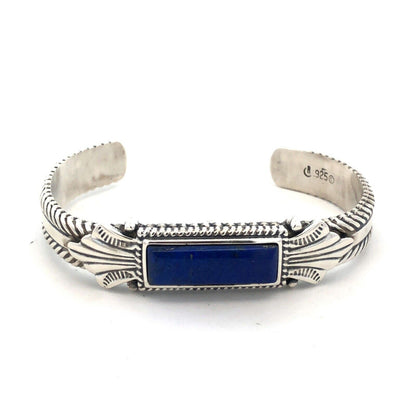 Carolyn Polack 925 Sterling Silver Rectangle Lapis Lazuli Open Cuff Bracelet
