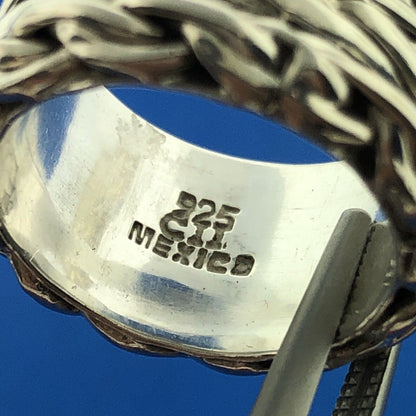 Designer CII Mexico 925 Sterling Silver Rope Weave Wide Cigar Band Ring Size 5.5