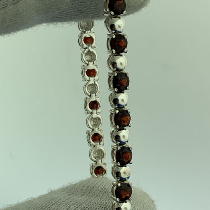 Designer HAN 925 Sterling Silver Garnet January Anniversary Tennis Bracelet