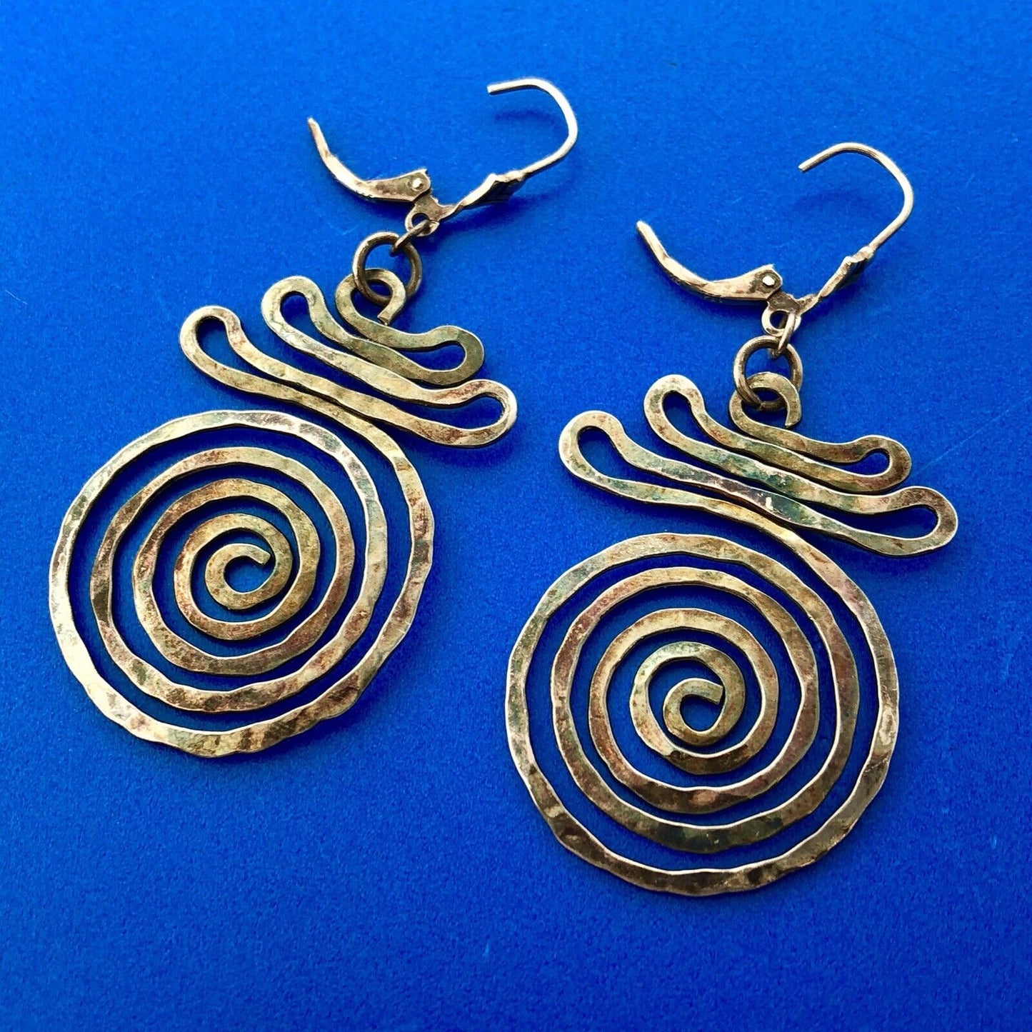 Retro Modernist Sterling Silver 925 Free Form Crop Circle Drop Dangle Earrings