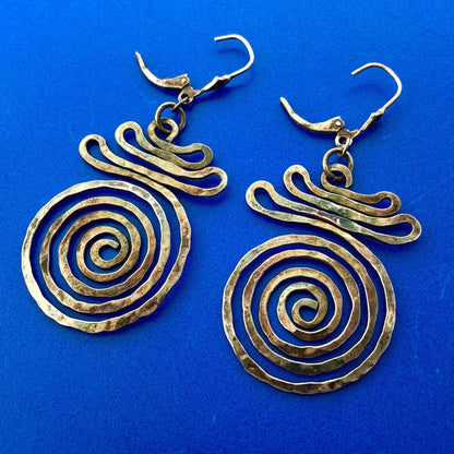 Retro Modernist Sterling Silver 925 Free Form Crop Circle Drop Dangle Earrings