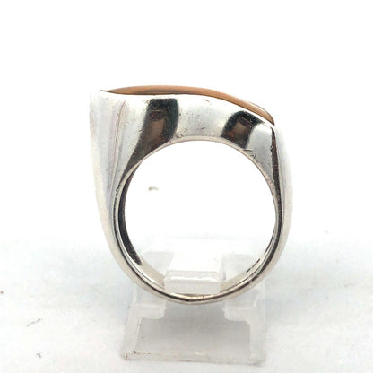 Estate 925 Sterling Silver Tiger's Eye Modernist Twist Cocktail Size 7.5 Ring