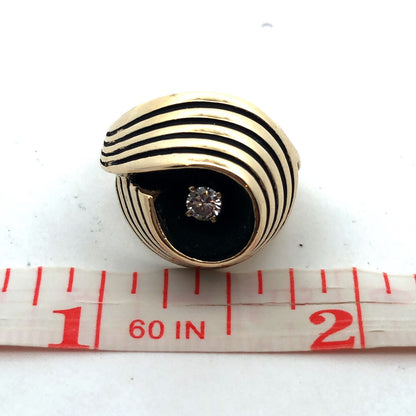 Vintage 14K Yellow Gold Diamond Egyptian King Tut Cocktail Ring