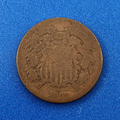 1866 P Bronze Two-Cent Piece Three Coin Mixed Date Union Shield Philadelphia Lot
