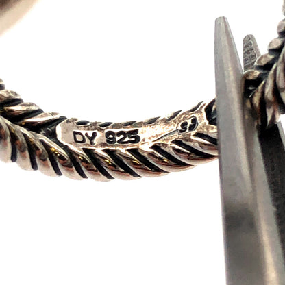 David Yurman 925 Sterling Silver Smoky Quartz Diamond Halo Petite Albion Ring