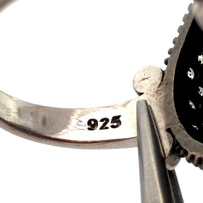 Designer SB 925 Sterling Silver White Yellow Cubic Zirconia Black Onyx Dome Ring