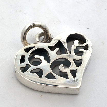 925 Sterling Silver Cut Out 3D Modernist Heart Pendant