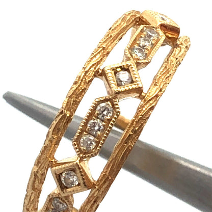 14K Yellow Gold Designer Diamond Wedding Anniversary Cocktail Band Ring