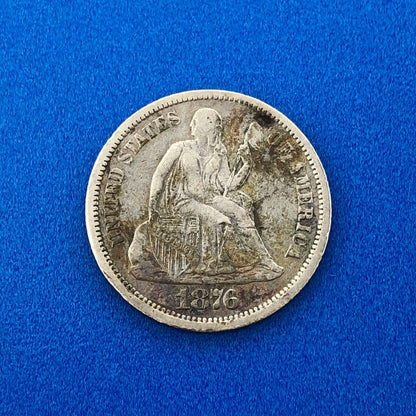 1876 P Seated Liberty Silver Dime No Motto Stars Or Arrows Nice Type Coin