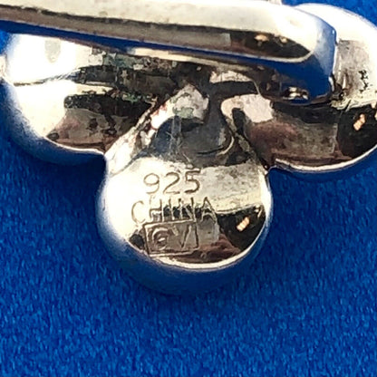 Designer 925 Sterling Silver Poppy Magnolia Textured Flower Drop Dangle Earrings