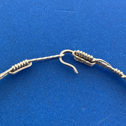 Artisan 925 Sterling Silver Wire Wrapped Bangle Hook Bracelet