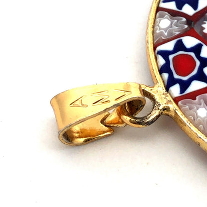Designer AMV 925 Sterling Silver Gold Vermeil Millefiori Colorful Round Pendant
