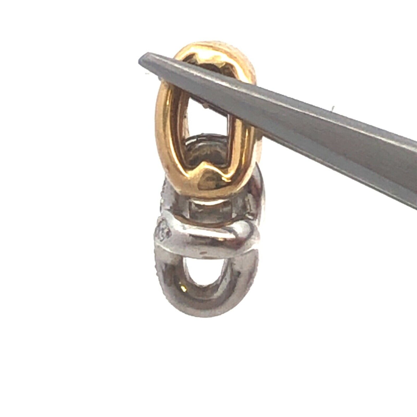 14K Yellow White Gold Diamond X Criss Cross Two-Tone Modernist Charm Pendant
