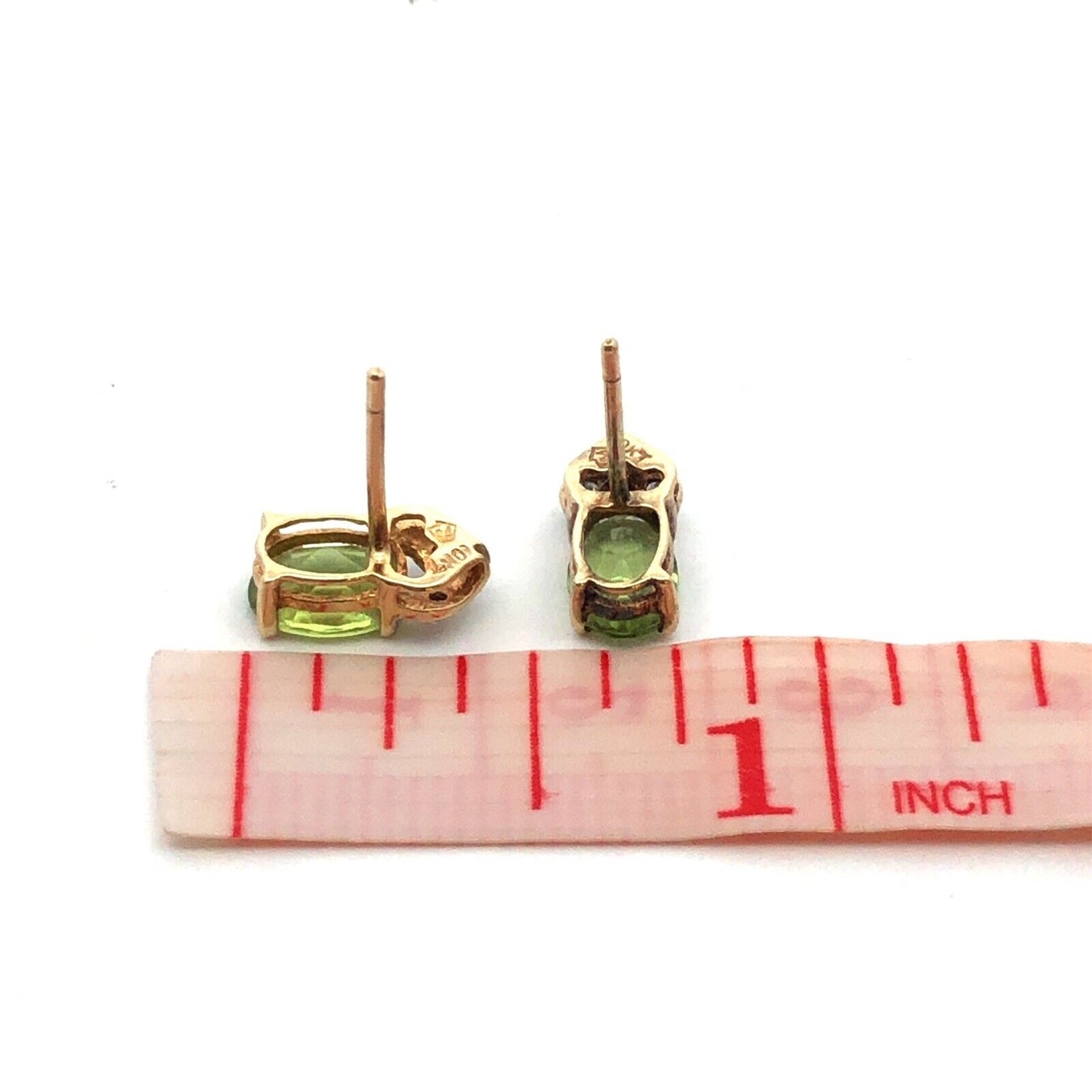 Designer 10K Yellow Gold Green Peridot Diamond August Occasion Stud Earrings