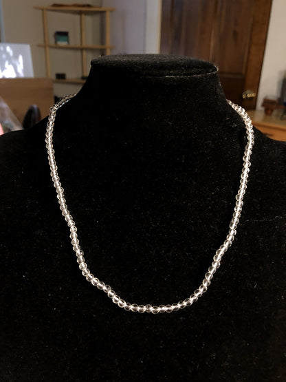 Designer SF 14K Yellow Gold Faceted Clear White Amethyst Bead Necklace