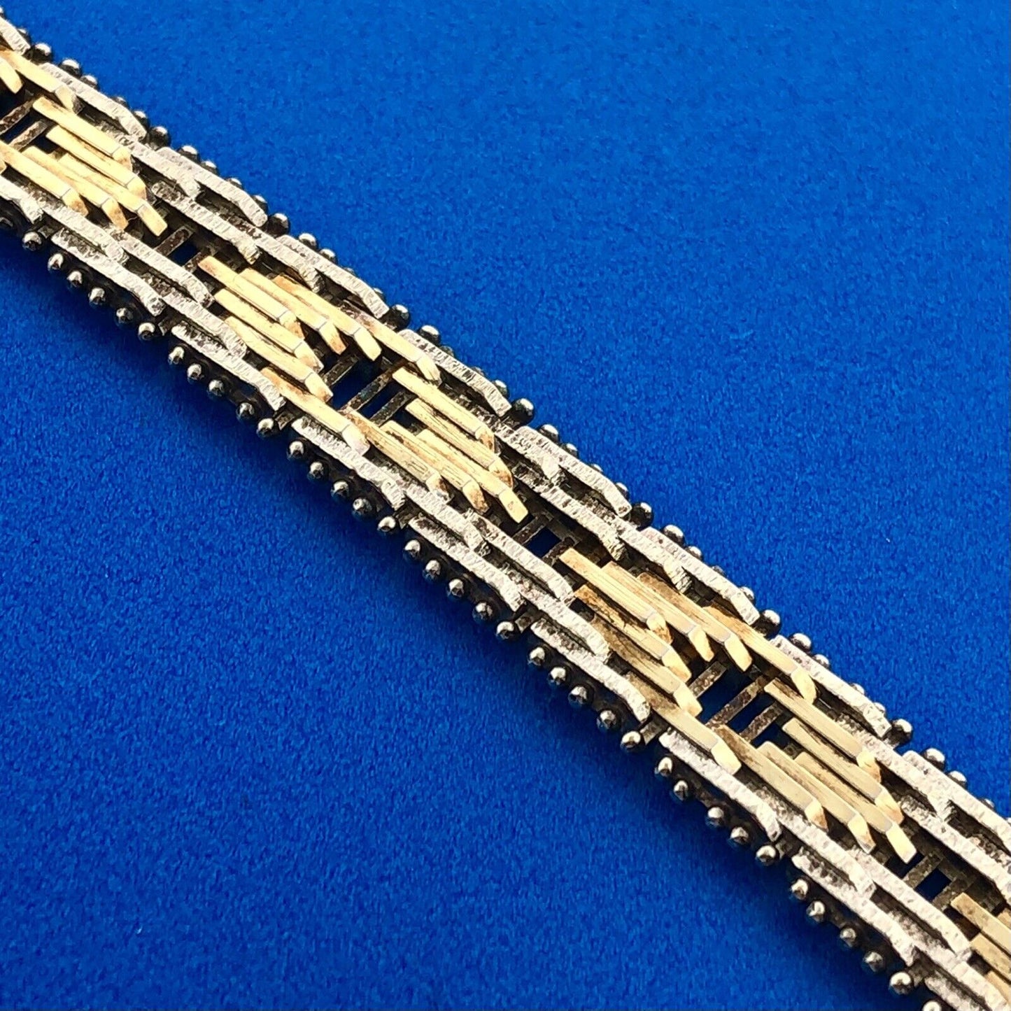 Designer Milor Italy 925 Sterling Silver Gold Two Toned Diamond Cut Bracelet