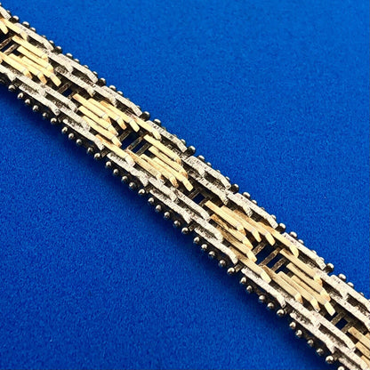 Designer Milor Italy 925 Sterling Silver Gold Two Toned Diamond Cut Bracelet