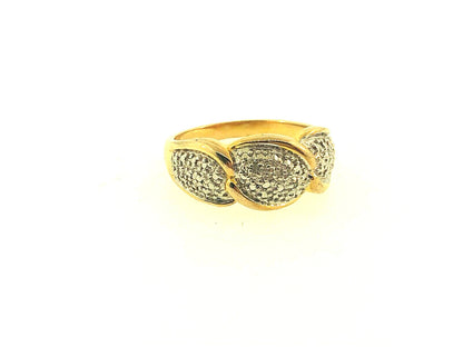 925 Sterling Silver Vermeil Diamond Illusion Statement Band Ring