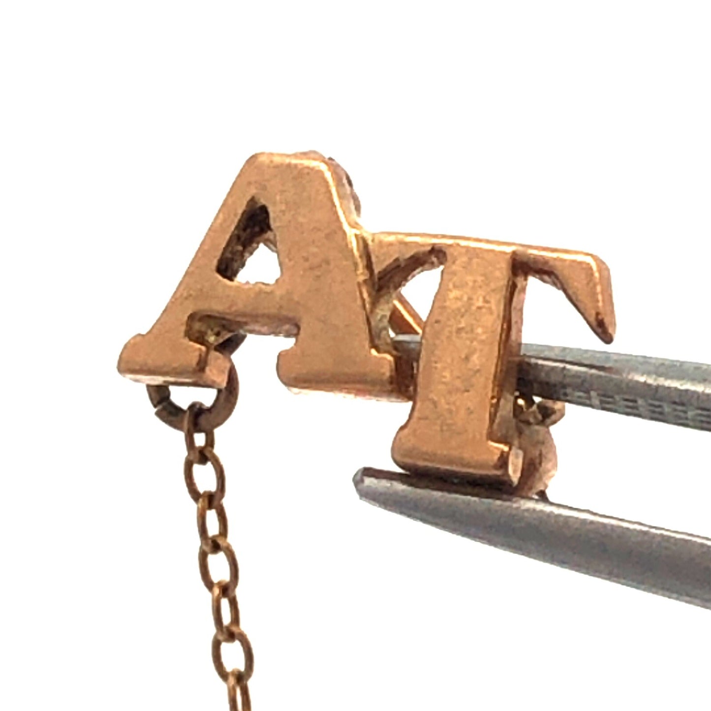 Vintage 10k Yellow Gold Enamel Shell Alpha Tau Omega  AT College Fraternity Pin