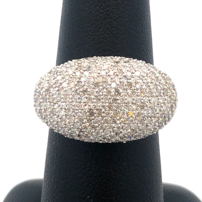 Stunning Designer 14K White Gold Pave Diamond Dome Cocktail Ring