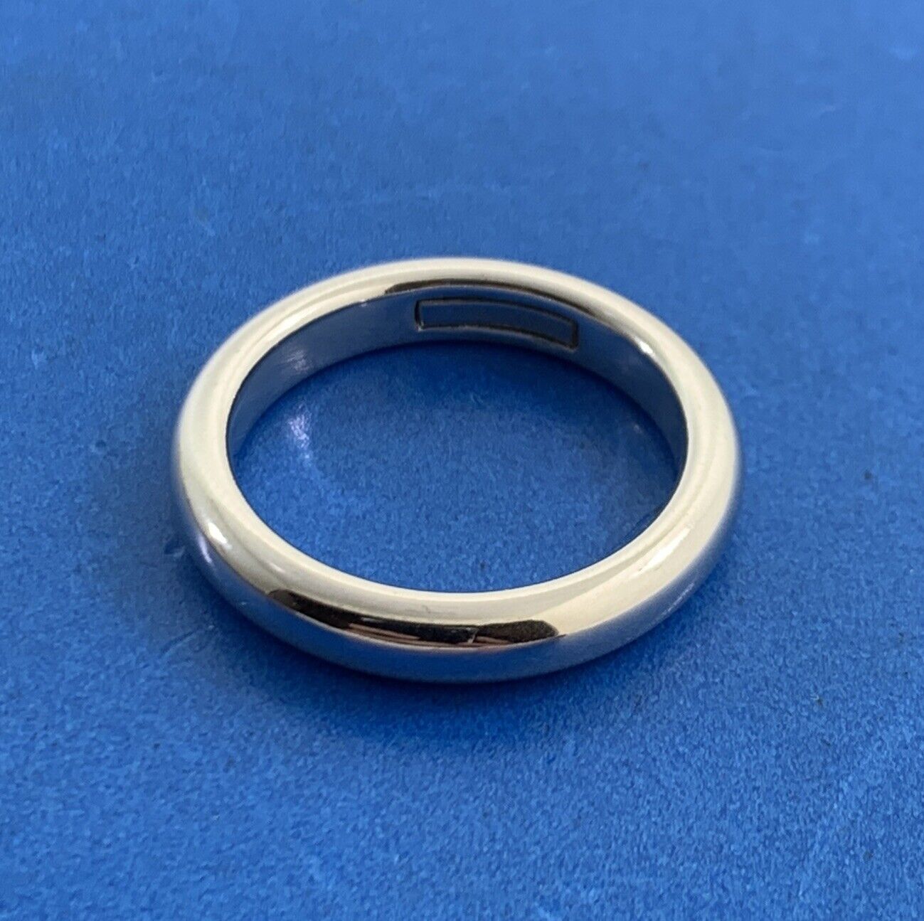 Milor Italy 14K White Gold Minimalist Polished Size 8 Wedding Band Ring