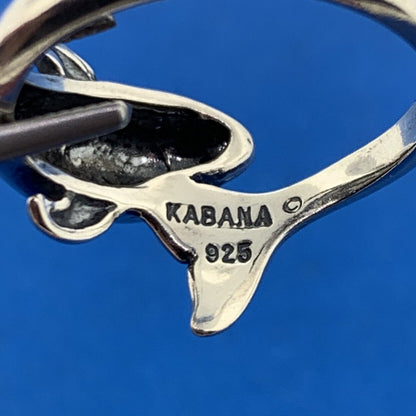 Vintage Designer KABANA Sterling Silver 925 Dolphin Ocean Fish Wrap Bypass Ring