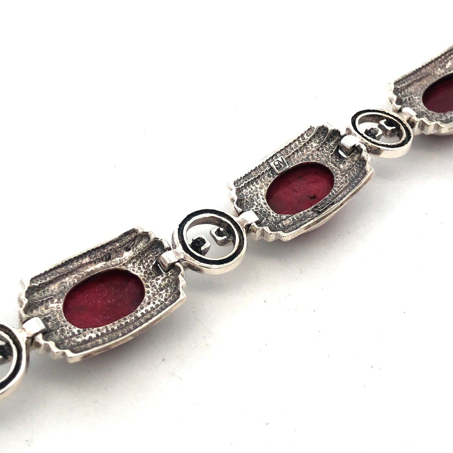 Designer Nicky Butler 925 Sterling Silver Ruby Corundum Statement Panel Bracelet