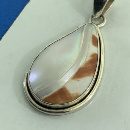 Designer 925 Sterling Silver Mother Of Pearl Statement Teardrop Pendant
