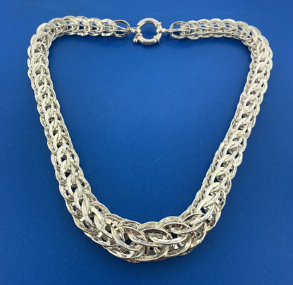 Designer Atasay Kuyumculuk AK Turkey Sterling Silver Statement Chain Necklace