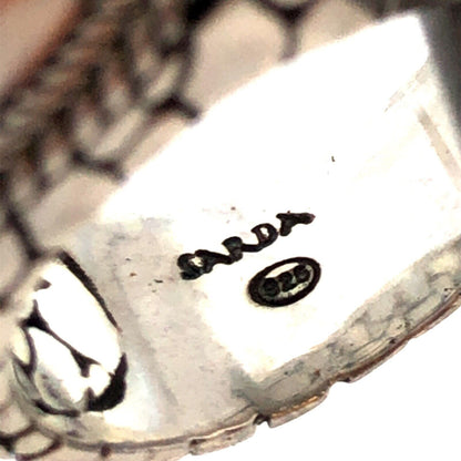 SARDA 925 Sterling Silver Mother of Pearl Mosaic Square Peaceful Heart Ring