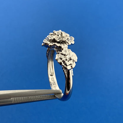 Designer EA China Sterling Silver 925 Cubic Zirconia CZ  Flower Cluster Ring