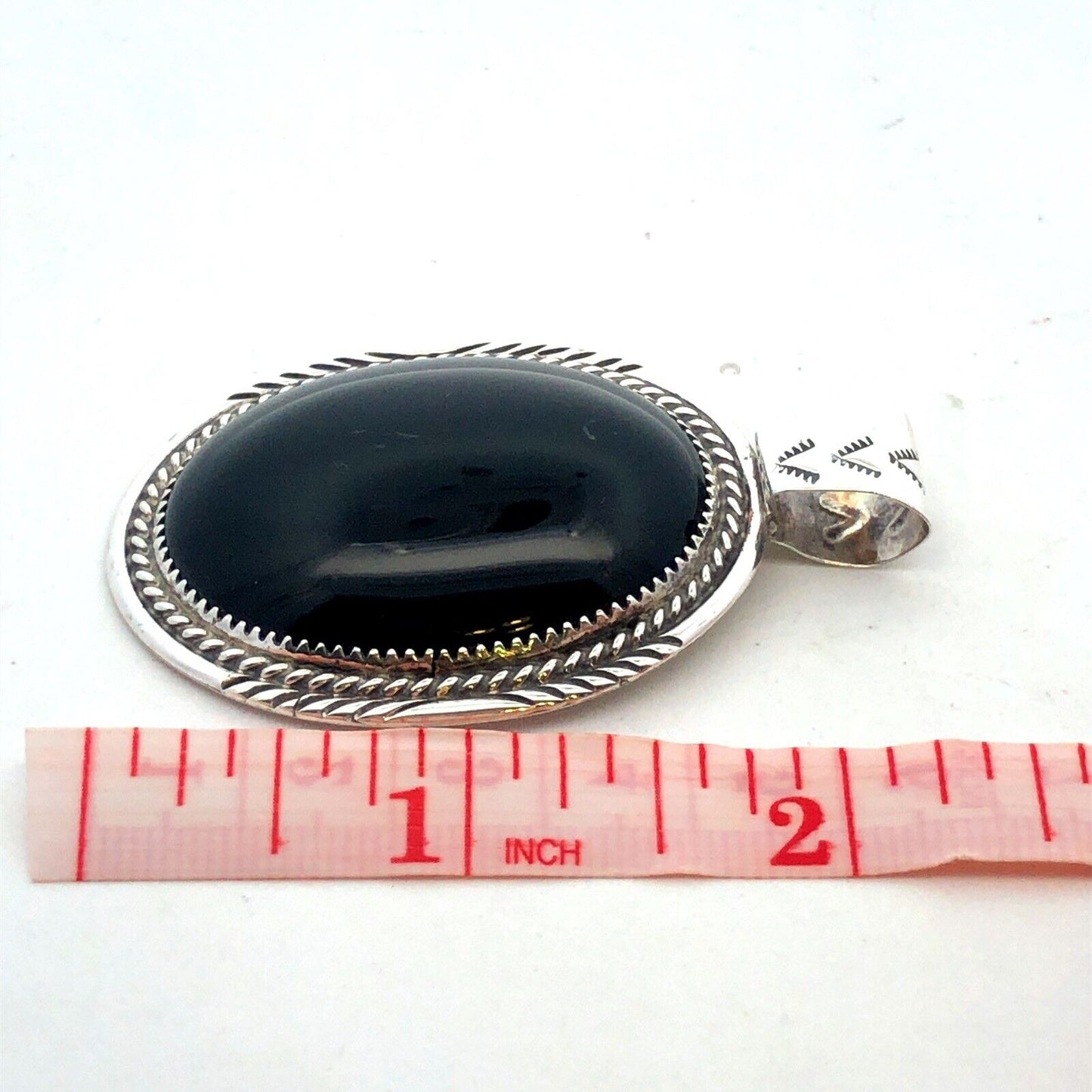 Native American 925 Sterling Silver Black Onyx Storyteller Statement Pendant