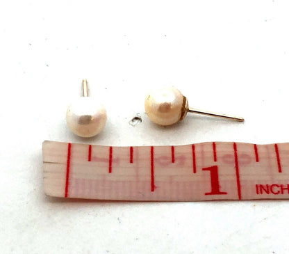 Designer 14K Yellow Gold White Pearl Solitaire June Anniversary Stud Earrings